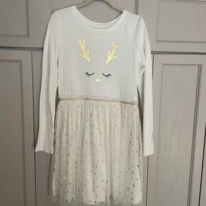 Girls Cream  Christmas Dress - size xl 14